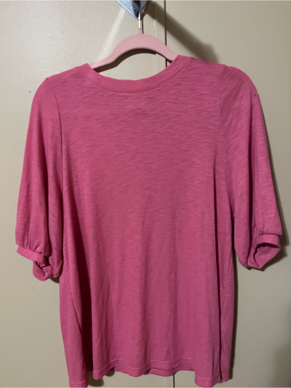 Time and Tru Rose Pink Short Sleeve Tee with Ruching